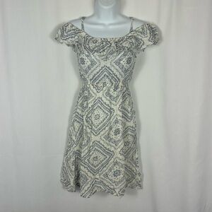Confess patterned off shoulder minidress XS